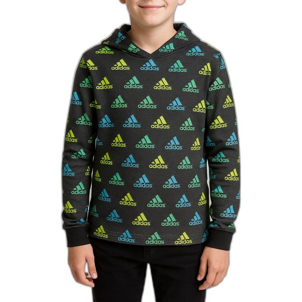 🔥 5 for $30 🔥 Adidas Boys’ Logo Hooded Long-Sleeve Shirt | Size M (10/12)